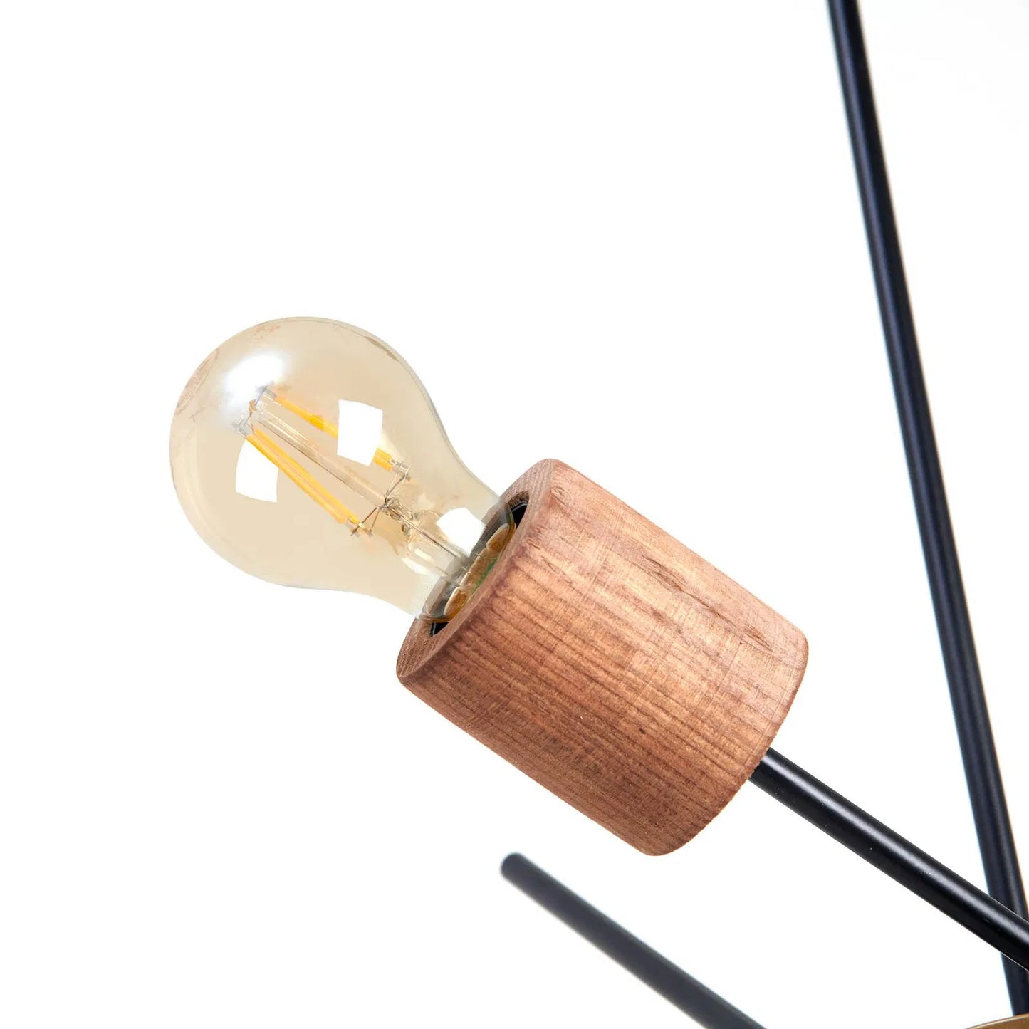 Astrex Rustik Salon Avizesi – 4 Başlıklı, Ahşap Detaylı Endüstriyel Lamba