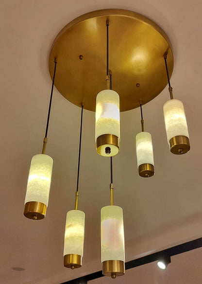 Silmora Mermer Gold Detaylı Avize