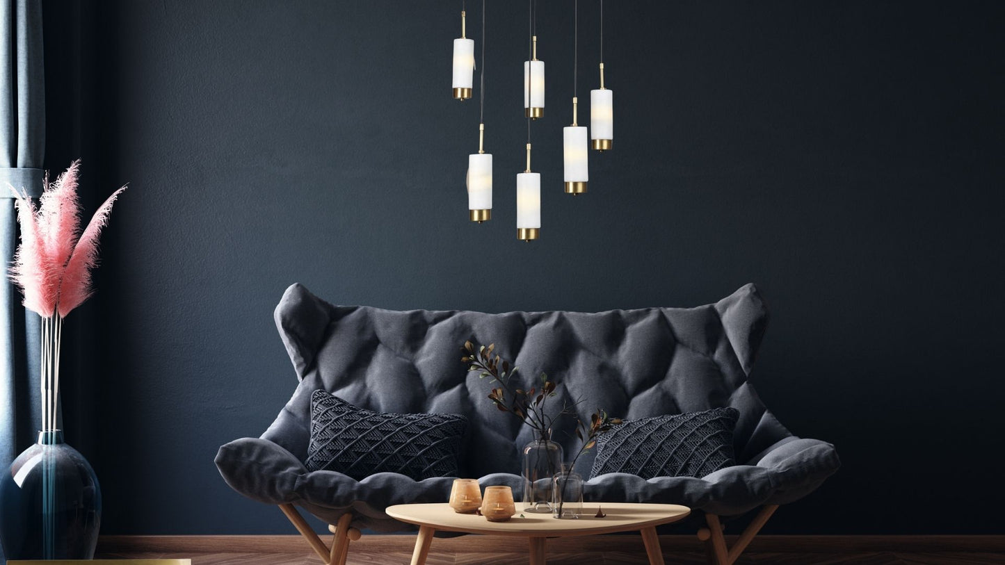 Silmora Mermer Gold Detaylı Avize