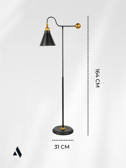 Ardine Siyah Metal Lambader – Ayarlanabilir Başlıklı, Modern ve Şık Tasarım Aydınlatma