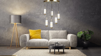 Silmora Mermer Gold Detaylı Avize